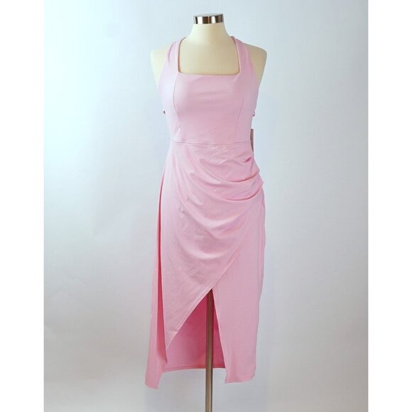 Halara Softlyzero Ruched Split Asymmetric Backless Crisscross Midi Dress - XL - Picture 1 of 7